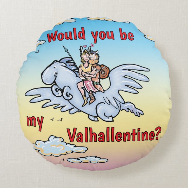 Would you be my Valhallentine Round Pillow (Front)