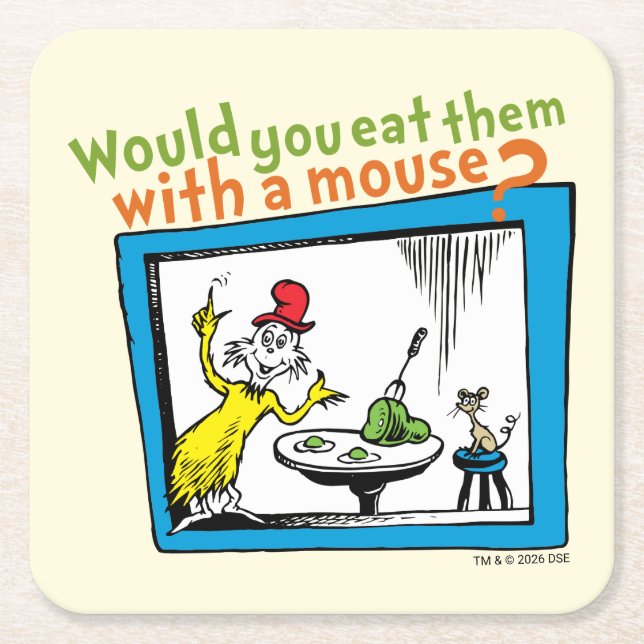 Would You Eat Them With A Mouse? Square Paper Coaster (Front)