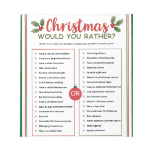 Would You Rather Christmas Game Notepad