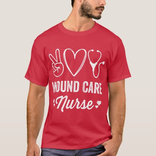 Wound Care Nurse Cute Heart Stethoscope Vintage Nu T_Shirt
