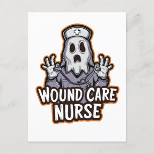 Wound Care Nurse Ghoul Ghost Nurse Halloween Gift  Announcement Postcard