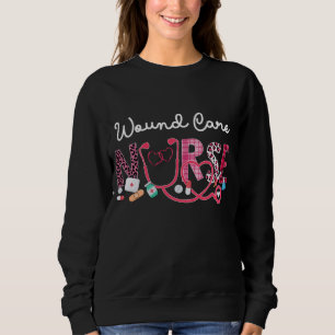 Wound Care Nurse Leopard Plaid Love Heart Stethosc Sweatshirt