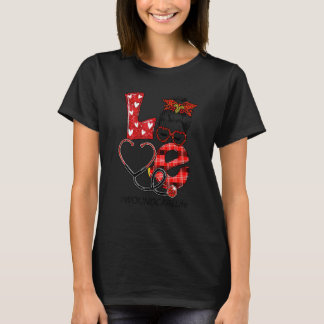 Wound Care Nurse Plaid Leopard Love Heart Messy Bu T-Shirt