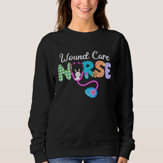 Wound Care Nurse Plaid Love Stethoscope Nurse Bunn Sweatshirt (Front)