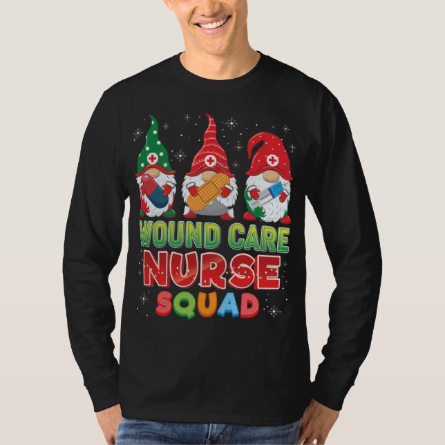 Wound Care Nurse Squad Christmas Gnomes Ugly Sweat T-Shirt (Front)