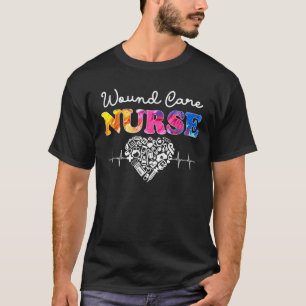 Wound Care Nurse Watercol Love Heart Stethoscope N T-Shirt