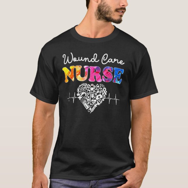 Wound Care Nurse Watercol Love Heart Stethoscope N T-Shirt (Front)