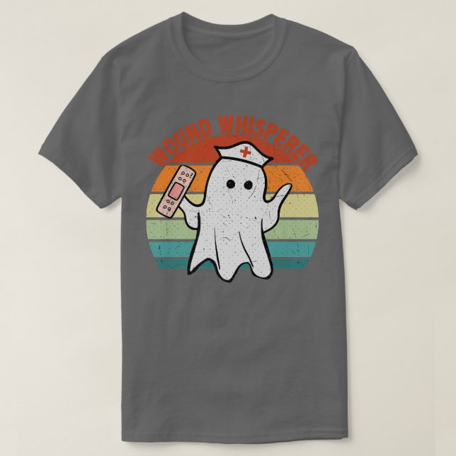 Wound Whisperer Ghost Nurse Boo Halloween 2022 Nur T-Shirt (Design Front)