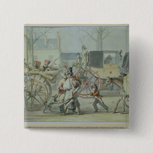 Wounded French Soldiers Entering Paris Pinback Button (Front)