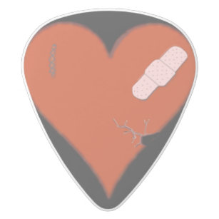 Wounded Tattered Worn Out Heart Tags White Delrin Guitar Pick Wounded Tattered Worn Out Heart Tags White Delrin Guitar Pick