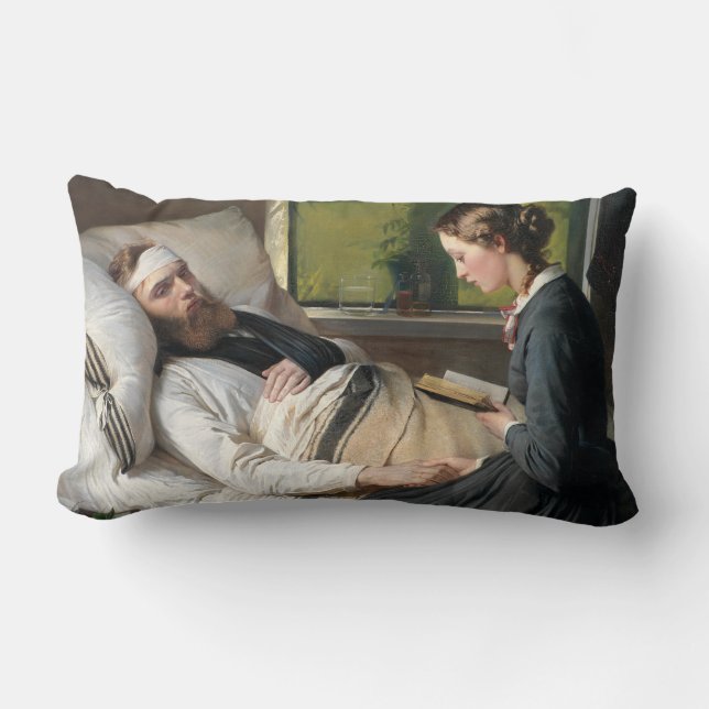 Wounded Warrior (by Elisabeth Jerichau-Baumann) Lumbar Pillow (Front)