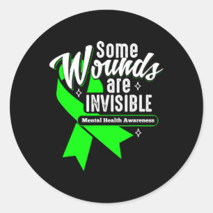 Wounds Are Invisible Mental Health Awareness Women Classic Round Sticker