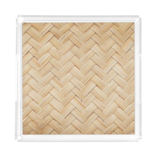 Woven Bamboo Abstract Texture Background Acrylic Tray