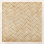 Woven Bamboo Abstract Texture Background. Glass Coaster