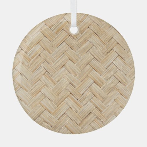 Woven Bamboo Abstract Texture Background Glass Ornament