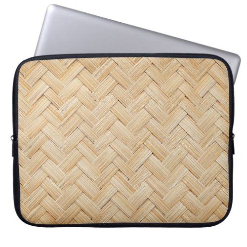 Woven Bamboo Abstract Texture Background Laptop Sleeve