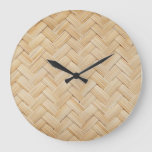 Woven Bamboo Abstract Texture Background. Large Clock