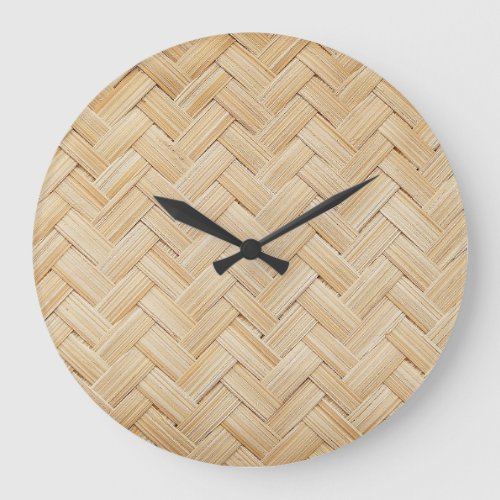 Woven Bamboo Abstract Texture Background Large Clock