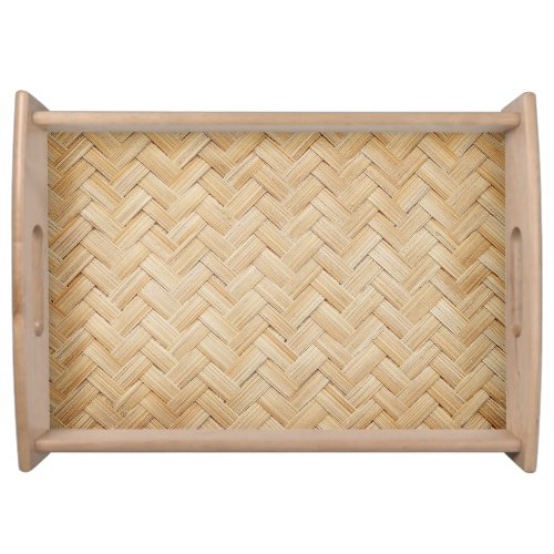 Woven Bamboo Abstract Texture Background Serving Tray