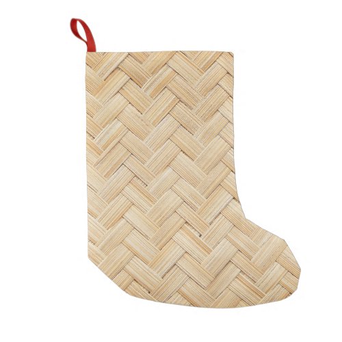 Woven Bamboo Abstract Texture Background Small Christmas Stocking