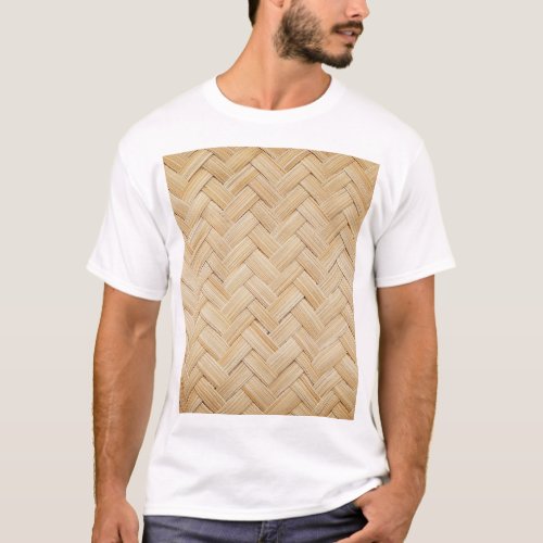 Woven Bamboo Abstract Texture Background T_Shirt