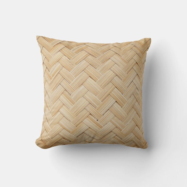 Woven Bamboo Abstract Texture Background. Throw Pillow (Front)