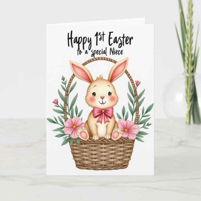 Woven Basket Bunny Card (Front)