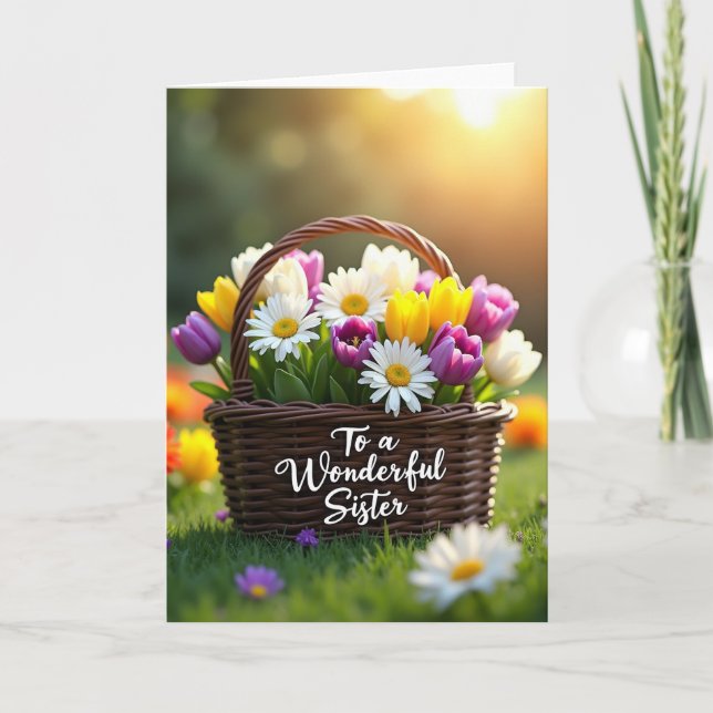 Woven Basket Floral Card (Front)