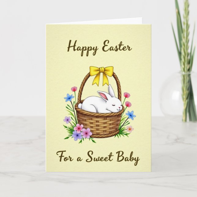 Woven Basket Rabbit Pattern Card (Front)