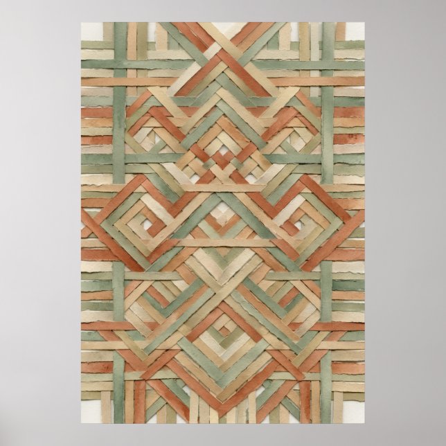 Woven Basket Weave Geometric Pattern Art Poster (Front)