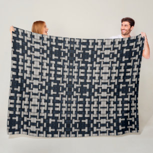Woven Basketry Blue and Grey Blanket