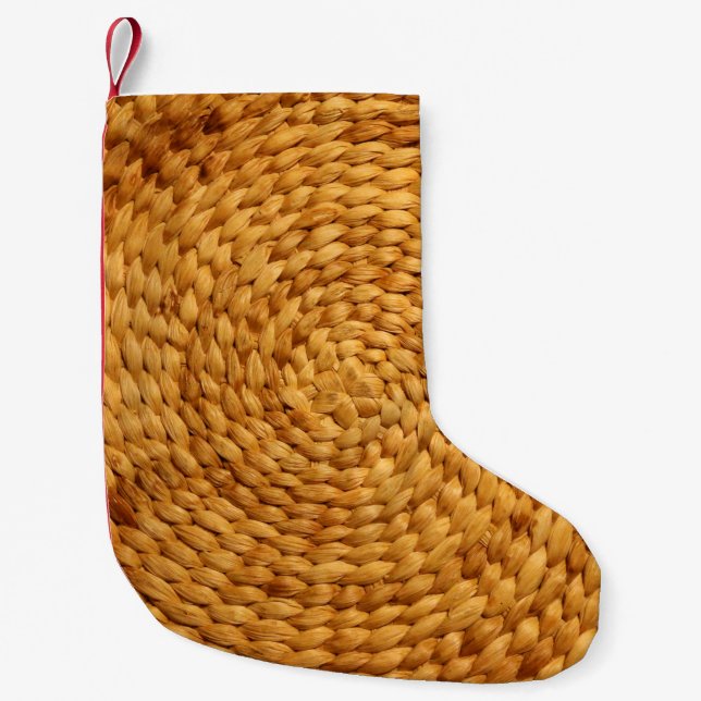 woven bast background texture brown small christmas stocking (Front)