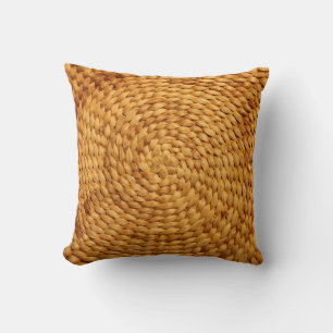 woven bast background texture brown throw pillow
