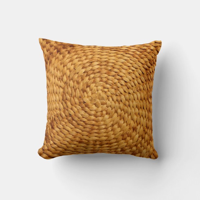 woven bast background texture brown throw pillow (Front)