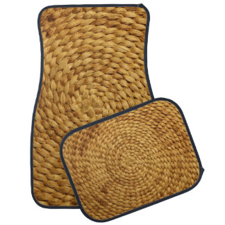 Woven Bast: Textured Brown Authenticity Car Floor Mat