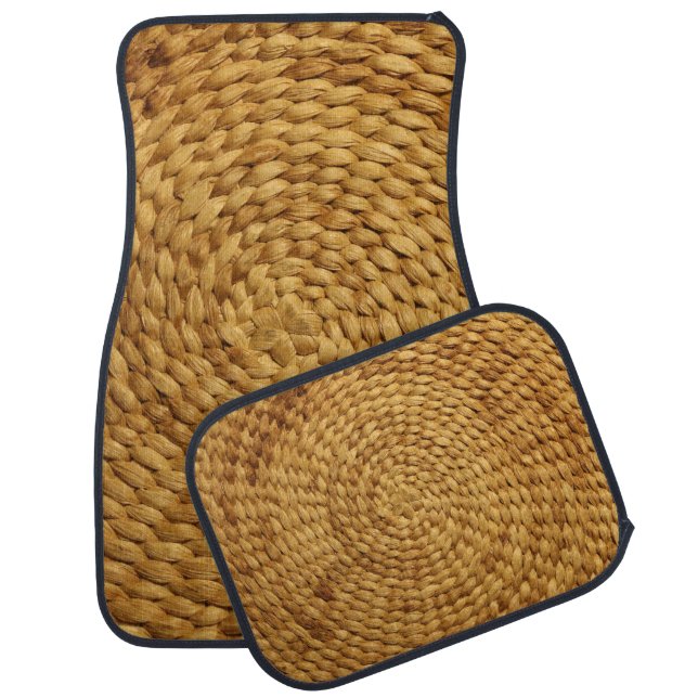 Woven Bast: Textured Brown Authenticity Car Floor Mat (Set)