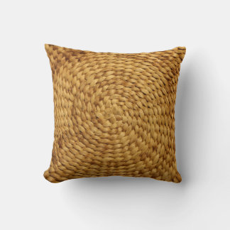 Woven Bast: Textured Brown Authenticity Throw Pillow