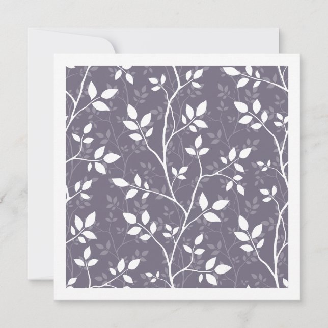 Woven Branches Muted Lavender Minimalist Botanical Note Card (Front)