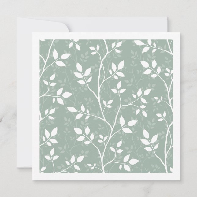 Woven Branches Spring Sage Minimalist Botanical Note Card (Front)