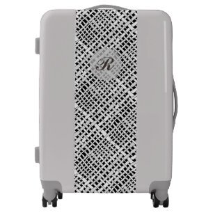 Woven Burlap Graphical Gray Monogram Luggage