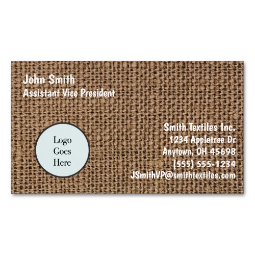 Woven Burlap Textile Hessian Jute Custom 7 Line  Business Card Magnet