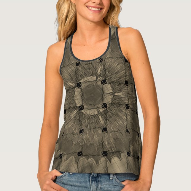 Woven Camo All-Over Print Racerback Tank Top (Front)