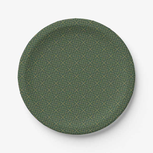 Woven Celtic Knot Pattern Paper Plates (Front)