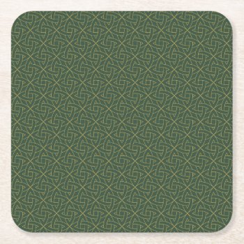 Woven Celtic Knot Pattern Square Paper Coaster by adventurebeginsnow at Zazzle