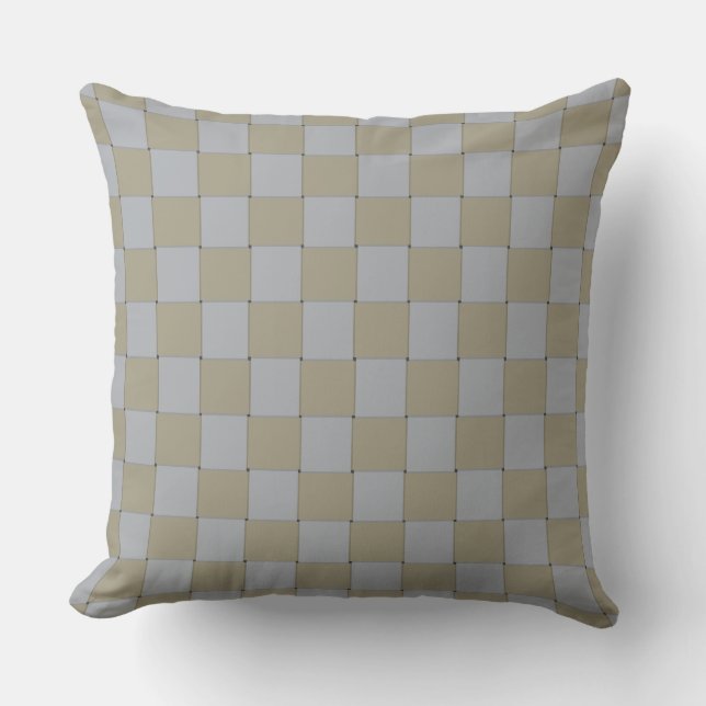 Woven Check Lowkey Gold and Silver Graphic Pattern Throw Pillow (Front)