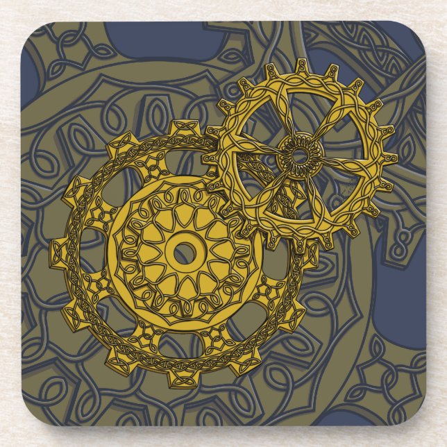 Woven Clockwork Square Coaster (Front)