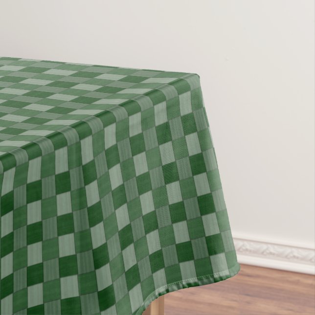 Woven Forest Green Tiles Tablecloth (In Situ)