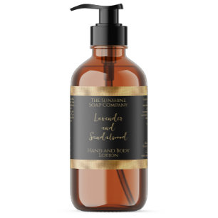 Woven Gold Foil and Black Cosmetics Bottle Label