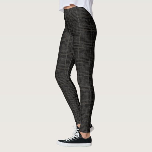 Woven Graphical Burlap Black Leggings