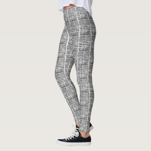 Woven Graphical Burlap Silver and Black Leggings